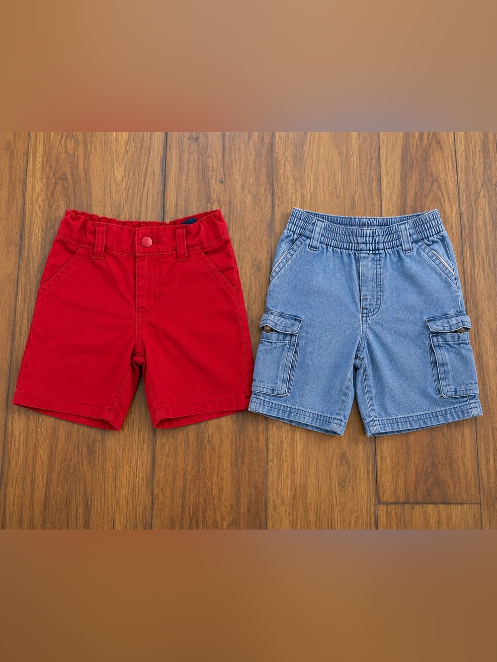Wrangler Red & Light Blue Denim-Style Kids Shorts Set